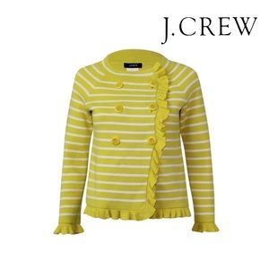 EUC J Crew Yellow Striped Katie Sweater Jacket M